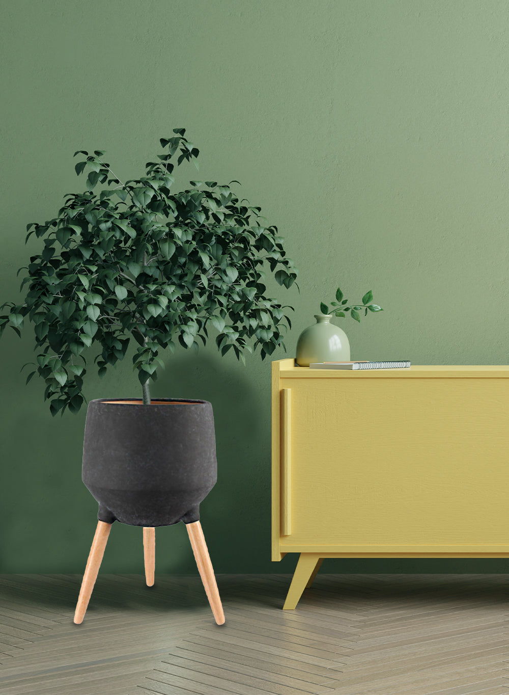 Black Ceramic Pot Holder | Planter
