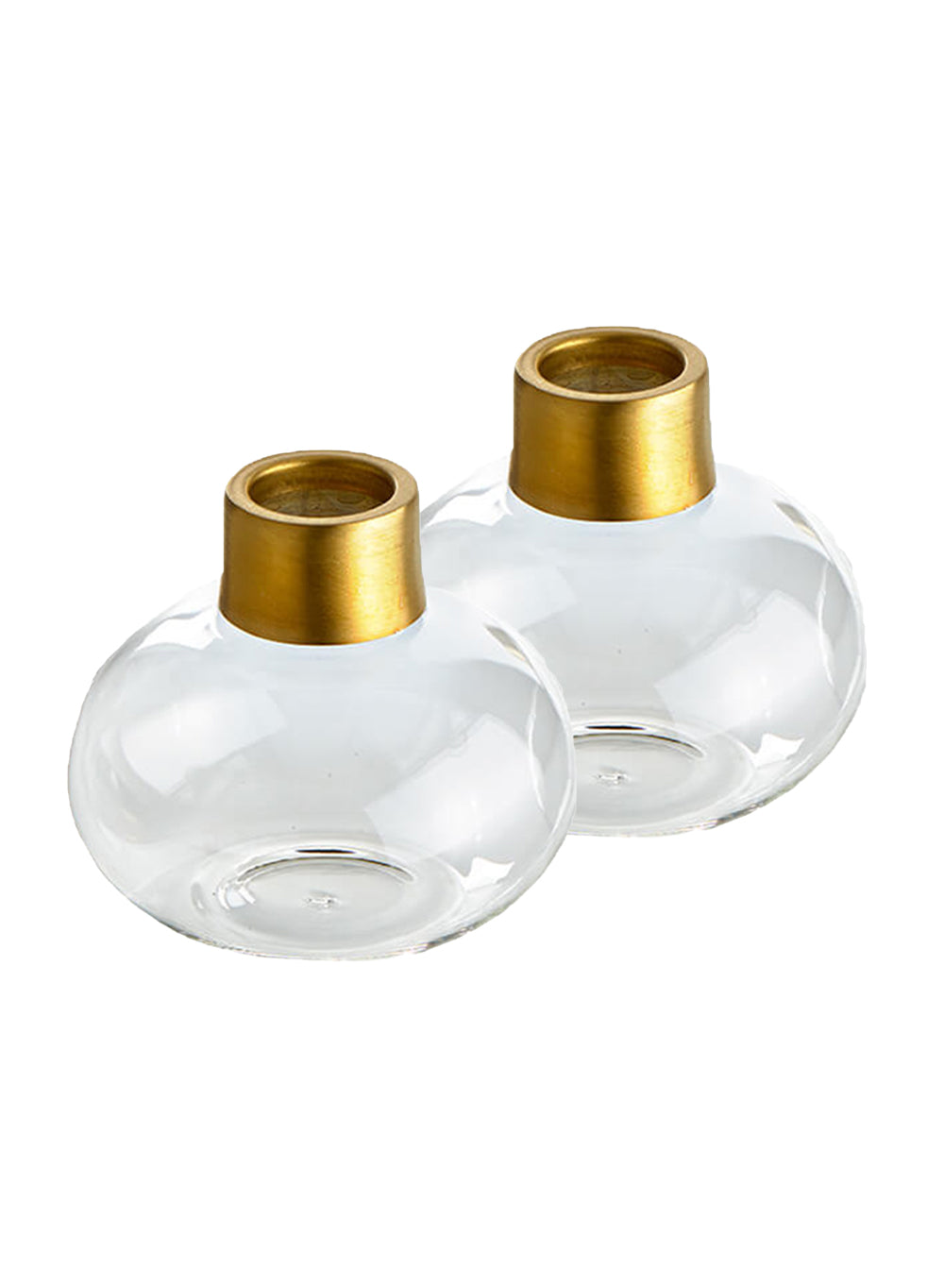 Gourd Bud Vase With Gold Neck, 3.25" Diameter & 3.25" Tall, Set of 2