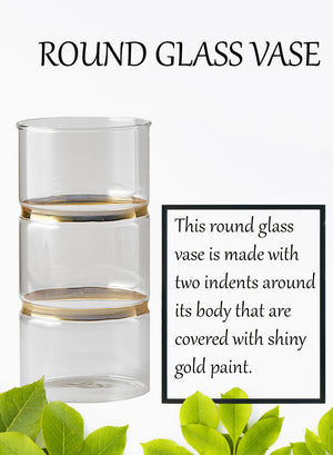 Gold Band Cylinder Glass Vase, in 2 Sizes