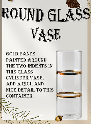 Gold Band Cylinder Glass Vase, in 2 Sizes