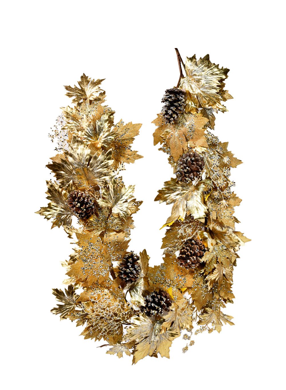Artificial Gold Maple Leaf Garland with Pinecones, 72" Long