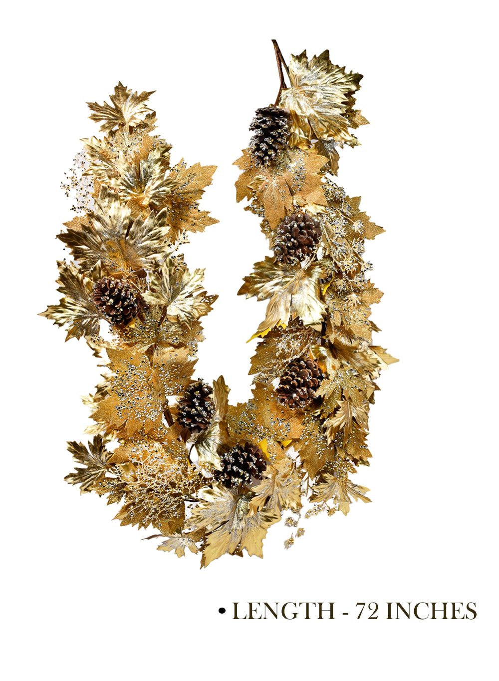 Artificial Gold Maple Leaf Garland with Pinecones, 72" Long