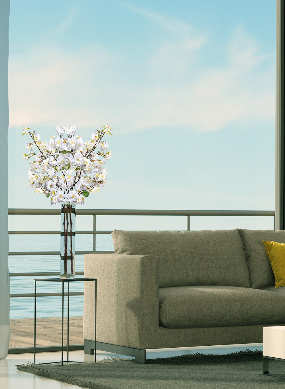 41" White Silk Cherry Blossom Spray, Pack of 12