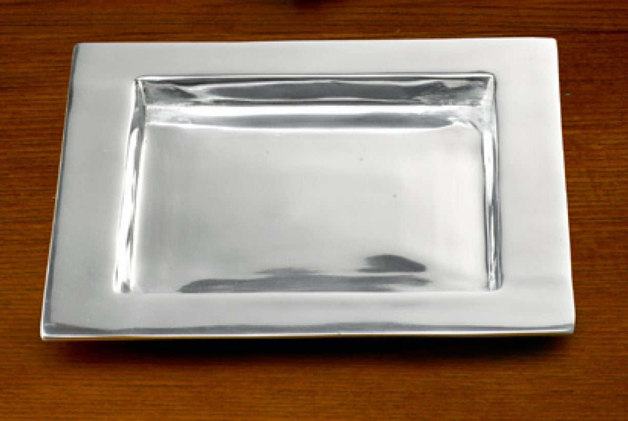 Large Antique Silver Cylinder & Square Aluminum Tray