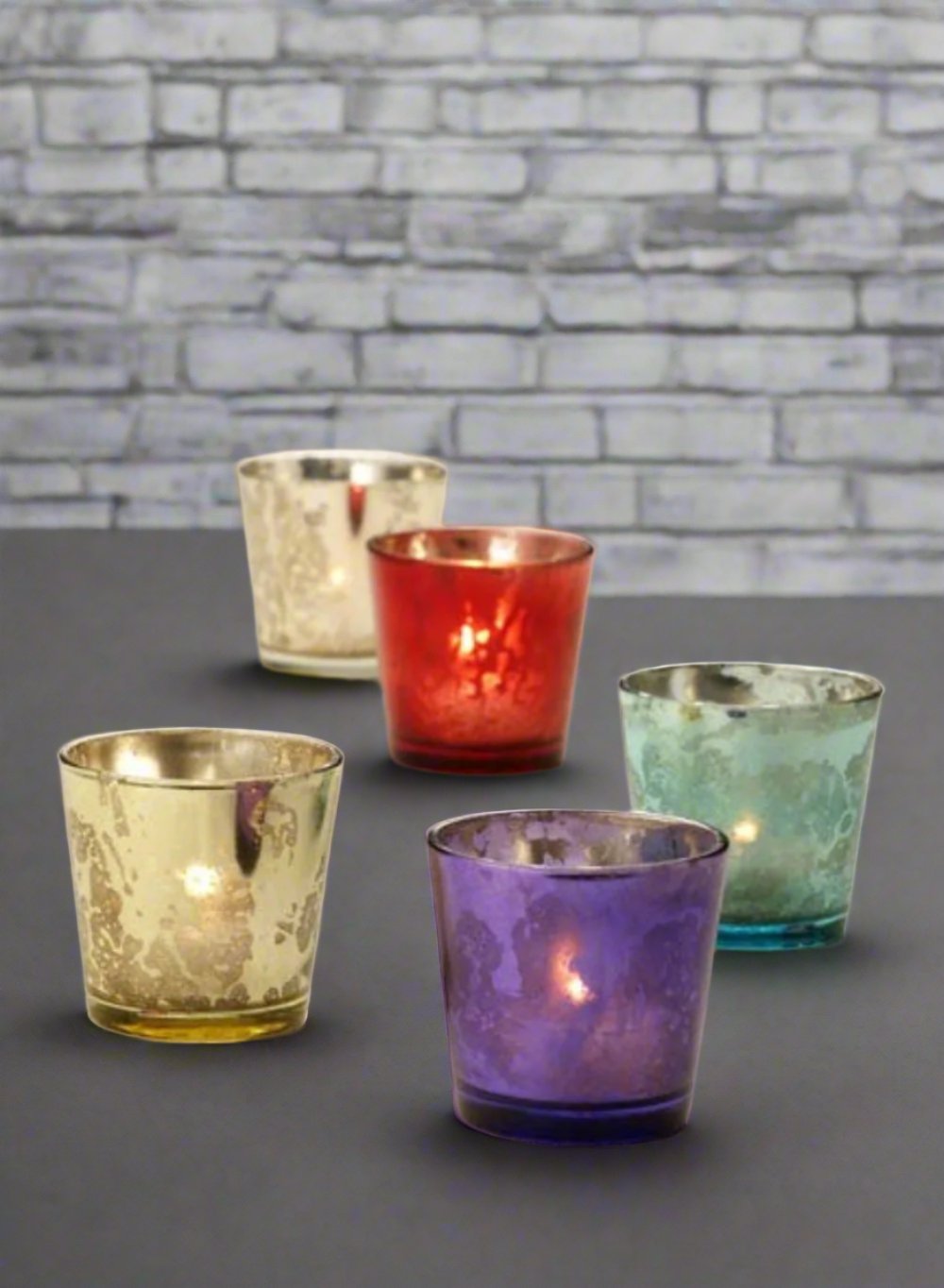 Mercury Glass Small Votive Holders, Set of 6