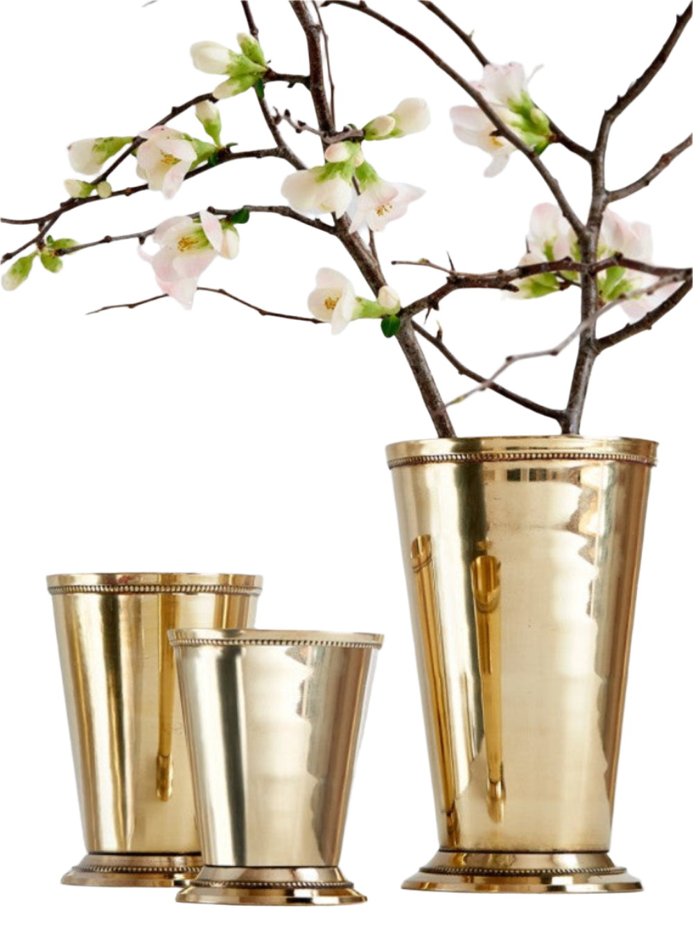 Polished Brass Julep Cups, In 3 Sizes