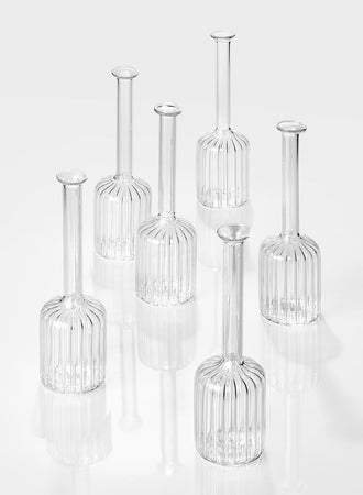 Optical Glass Cylinder Bud Vase, Set of 6