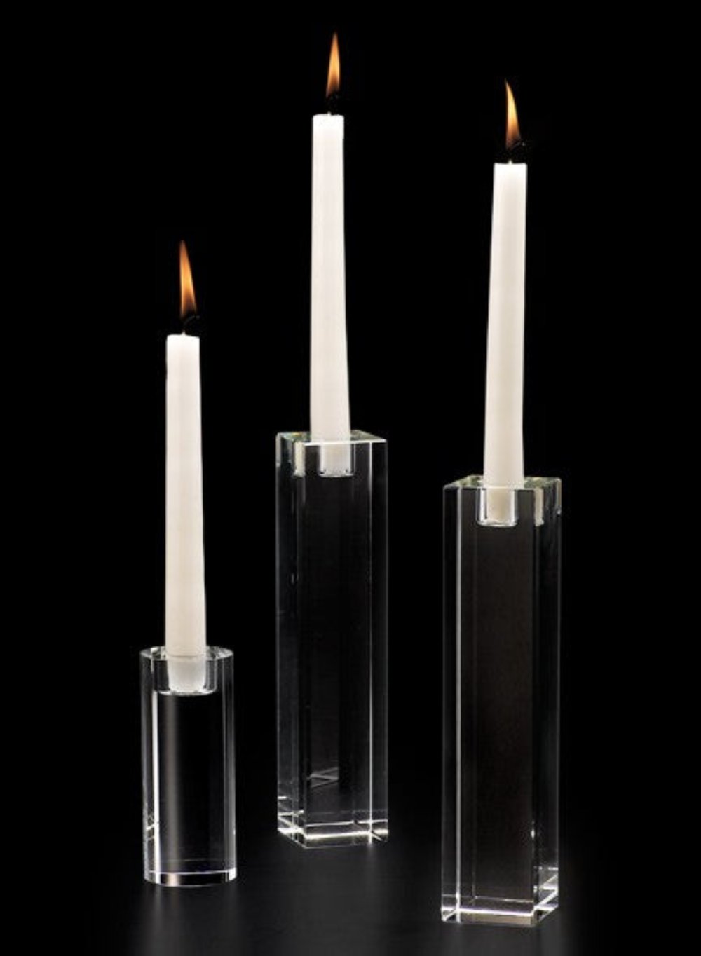 Modern Crystal Taper Candle Holder, in 2 Sizes