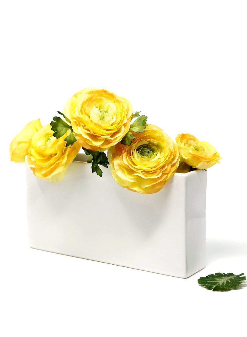 Gloss White Ceramic Cube, Cylinder And Rectangle Vases