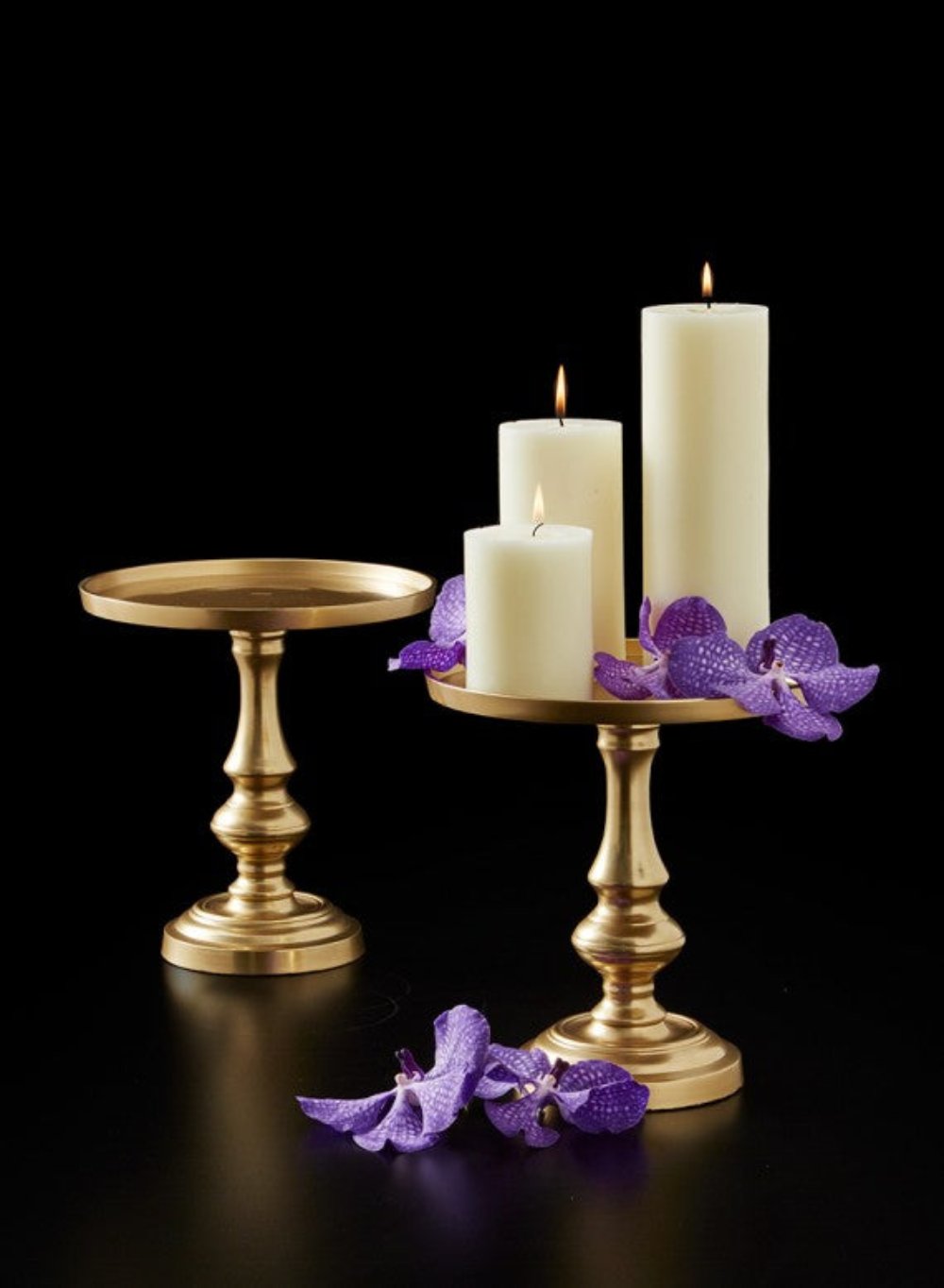 Gold Pedestal Platter, 9.5" Diameter & 10" Tall