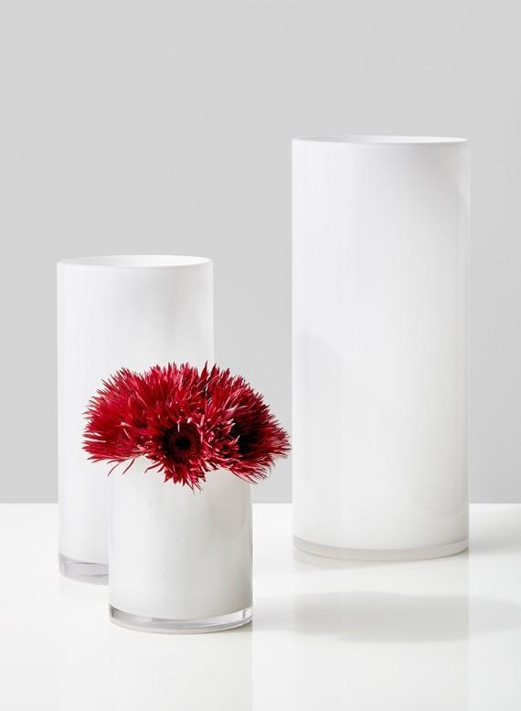 Modern White Glass Vase (5in D x 6in H )