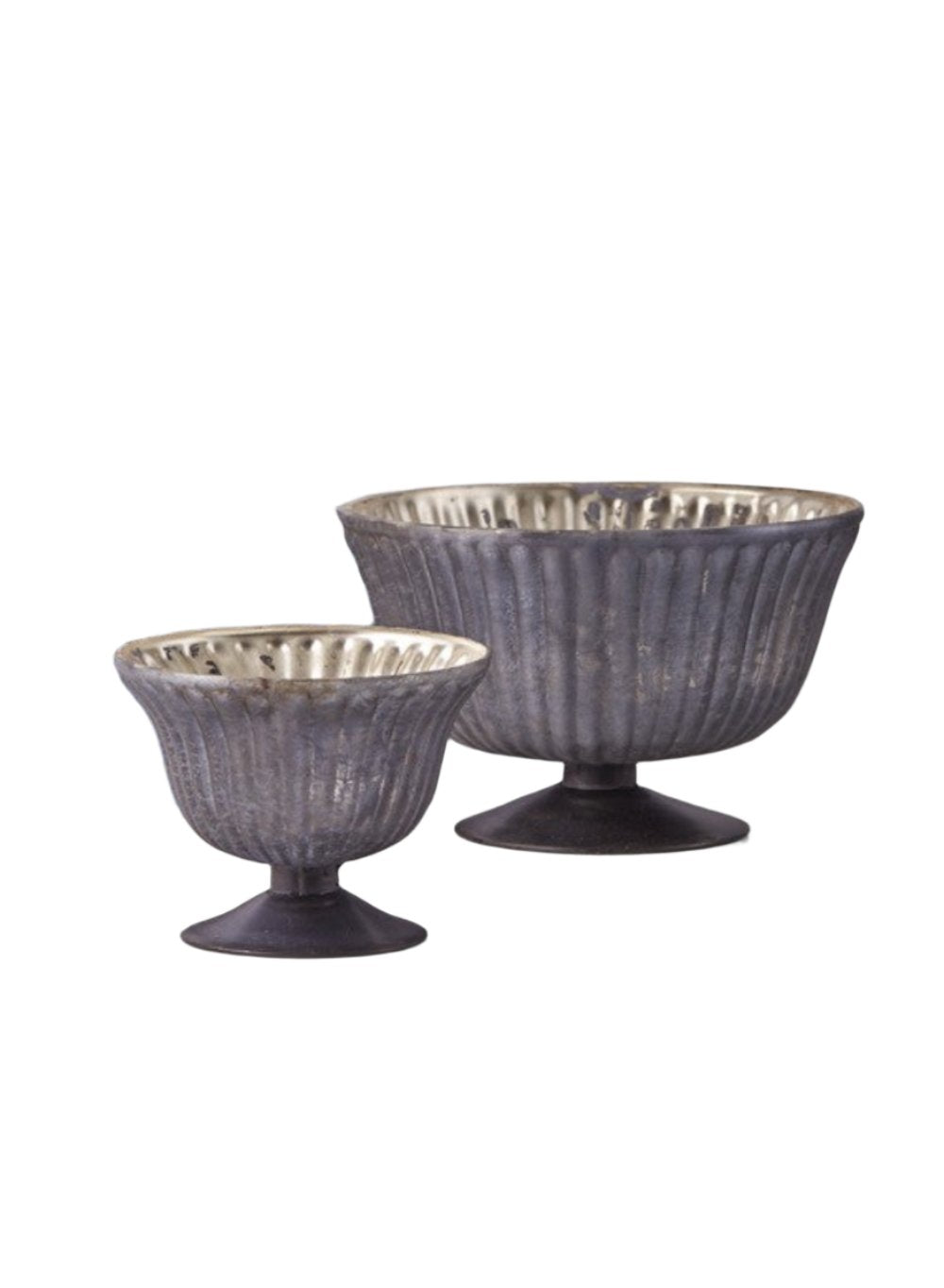 Platinum Ribbed Glass Bowl, in 2 Sizes