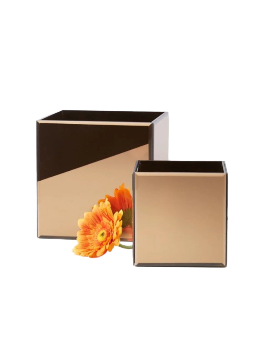 Modern Amber Mirrored Vase, in 2 Sizes