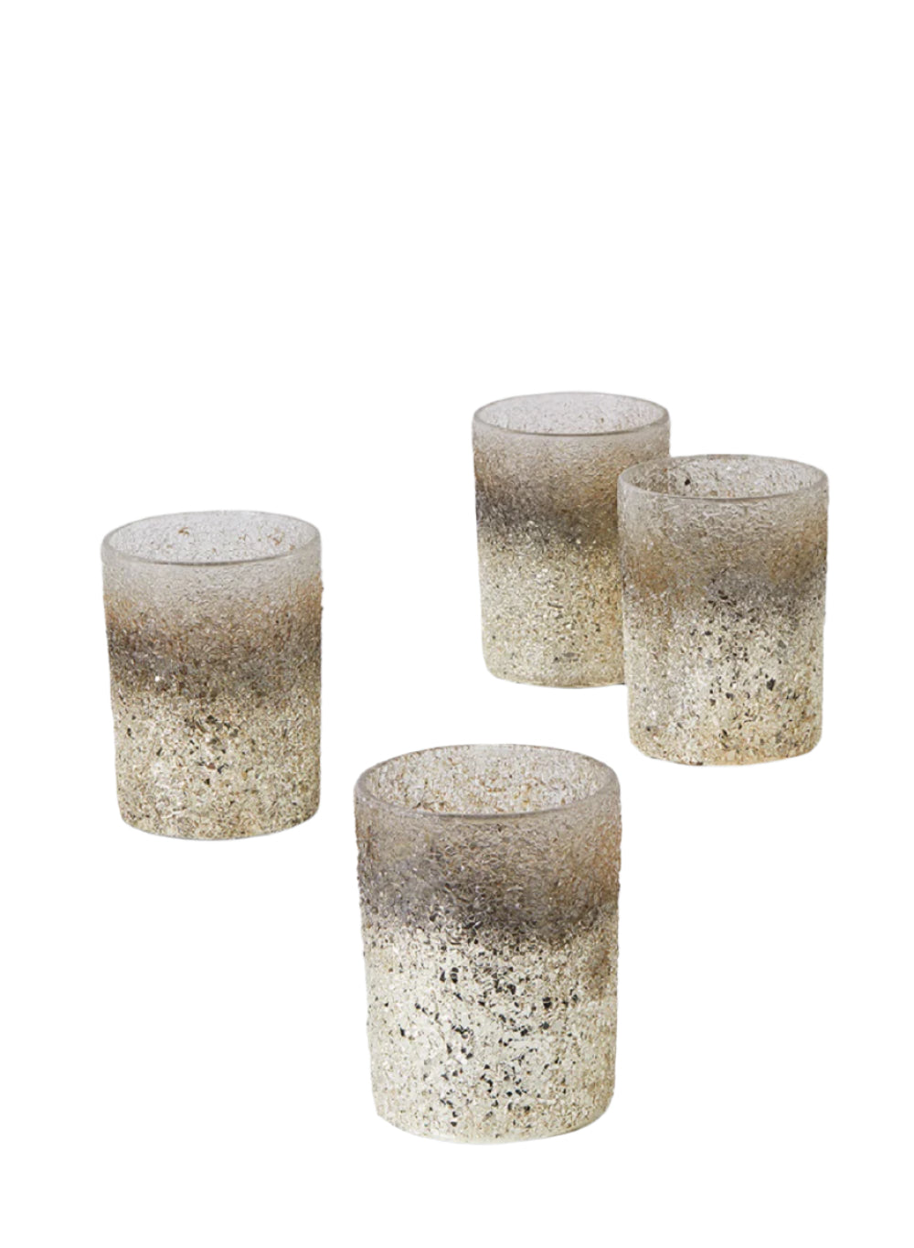 Pale Gold Glitter Votive Candle Holders, 4" Tall and 3" Diameter, Set of 4 or 24