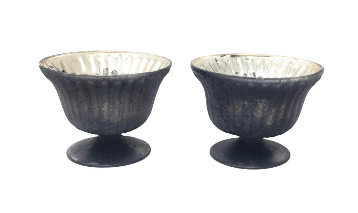 Platinum Ribbed Glass Bowl Bowls Serene Spaces Living