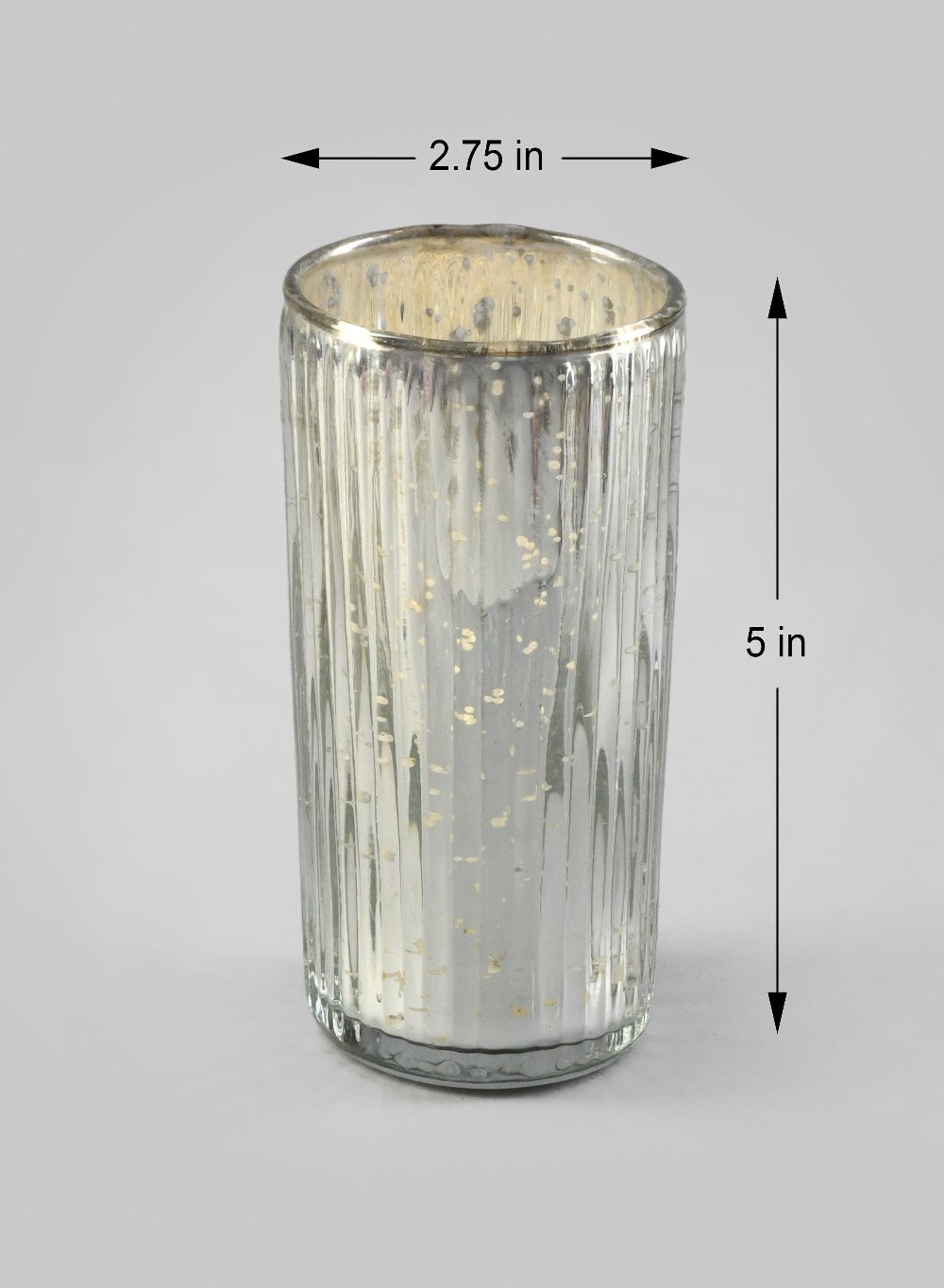 Vintage Ribbed Silver Votive Holder, in 2 Sizes