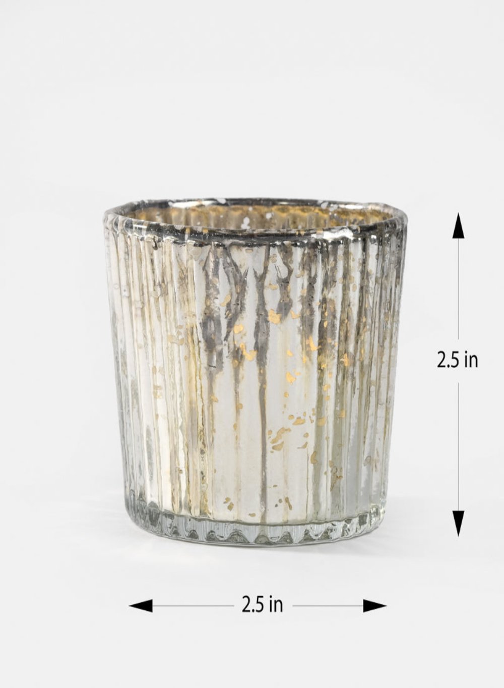 Vintage Ribbed Silver Votive Holder, in 2 Sizes