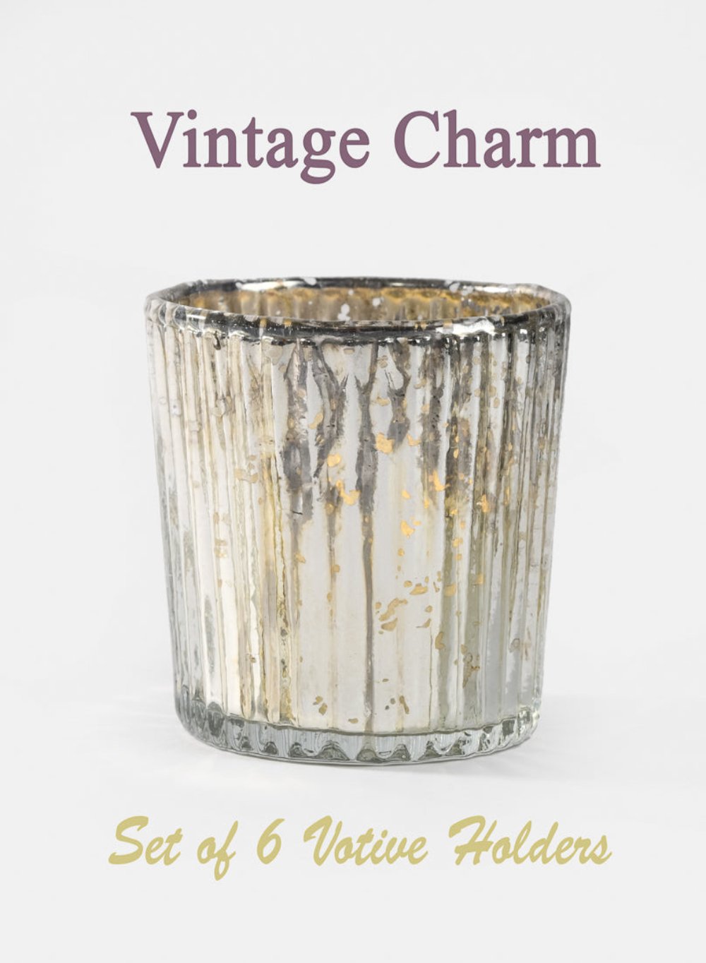 Vintage Ribbed Silver Votive Holder, in 2 Sizes