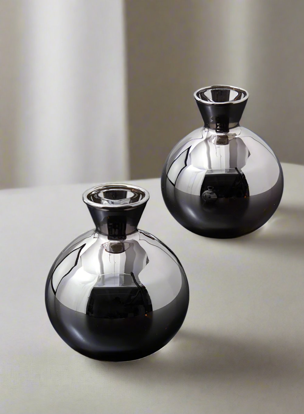 Small Platinum Bud Glass Vase, Set of 2 & 24