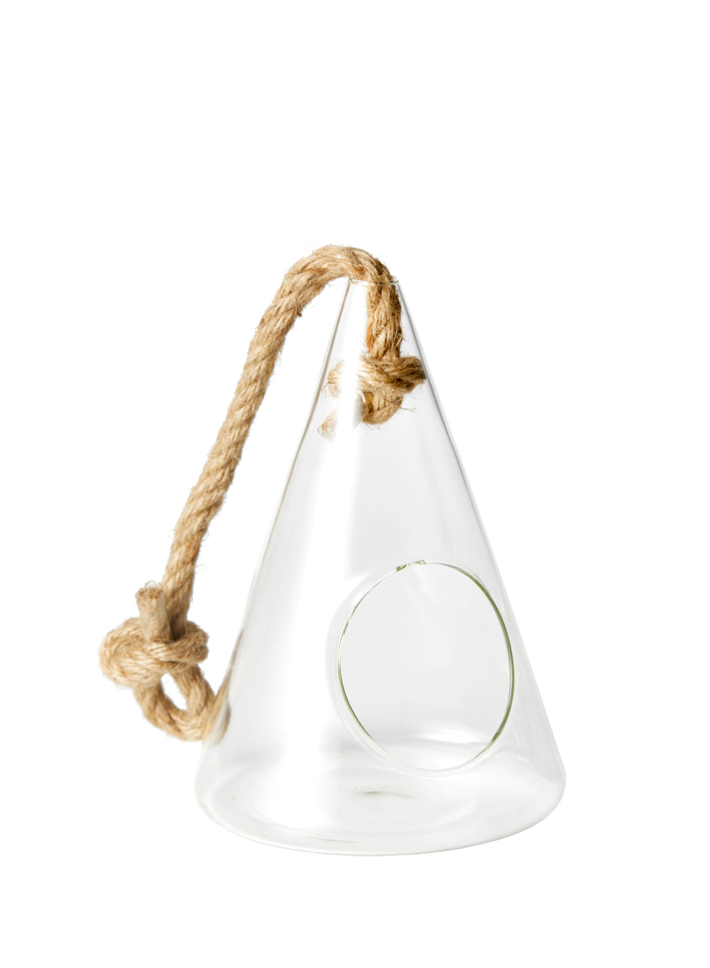Serene Spaces Living Set of 2 Hanging Glass Teepee Vase for Plants, 8" H& 5" D