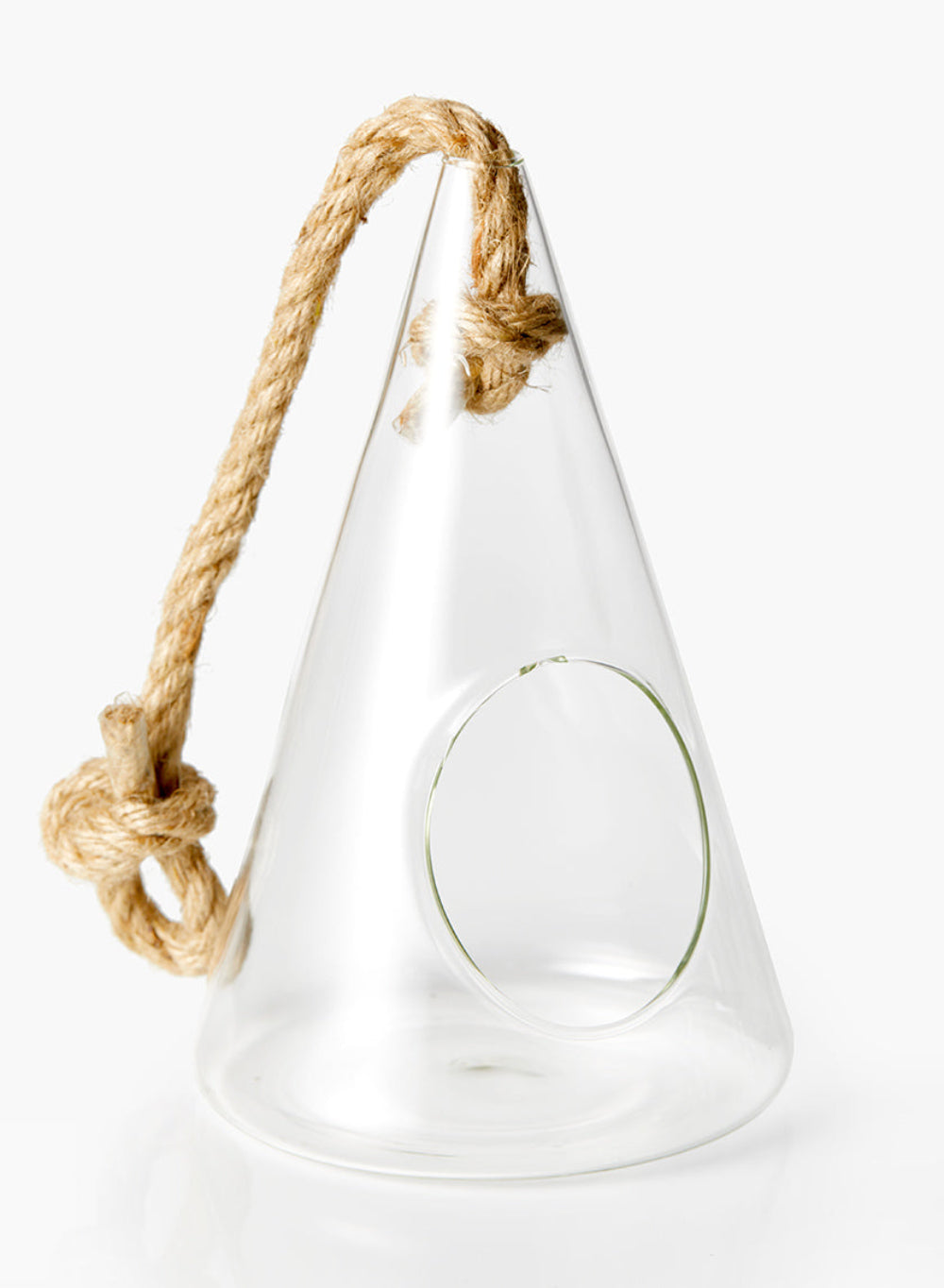 Serene Spaces Living Set of 2 Hanging Glass Teepee Vase for Plants, 8" H& 5" D