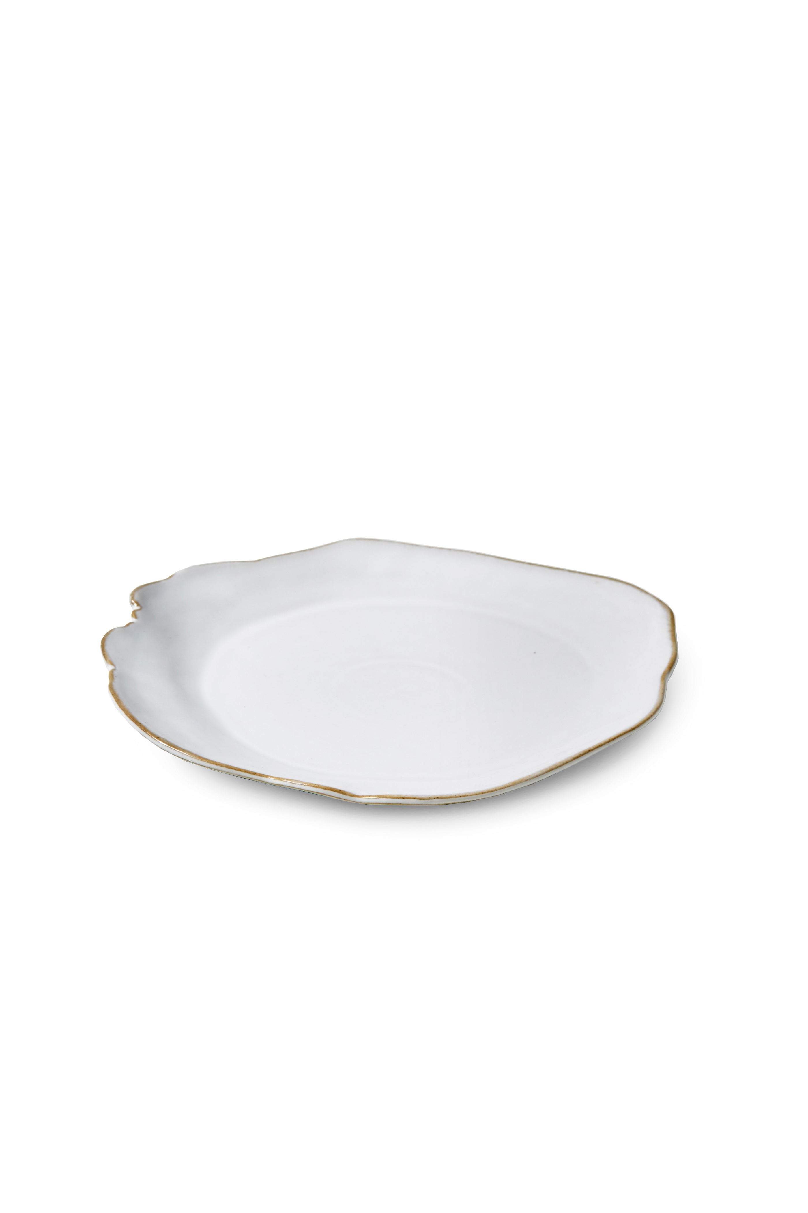 Free-Form Edge Glazed Ceramic Plate, in 2 Sizes