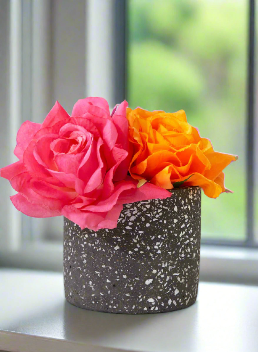 5" Black Terrazzo Cylinder Vase