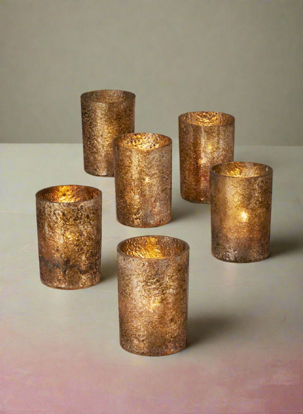 Mercury Glass Candle Holders, Ideal for Weddings Parties Fall Table Decorations, 3.25" Tall and 2.25" Diameter