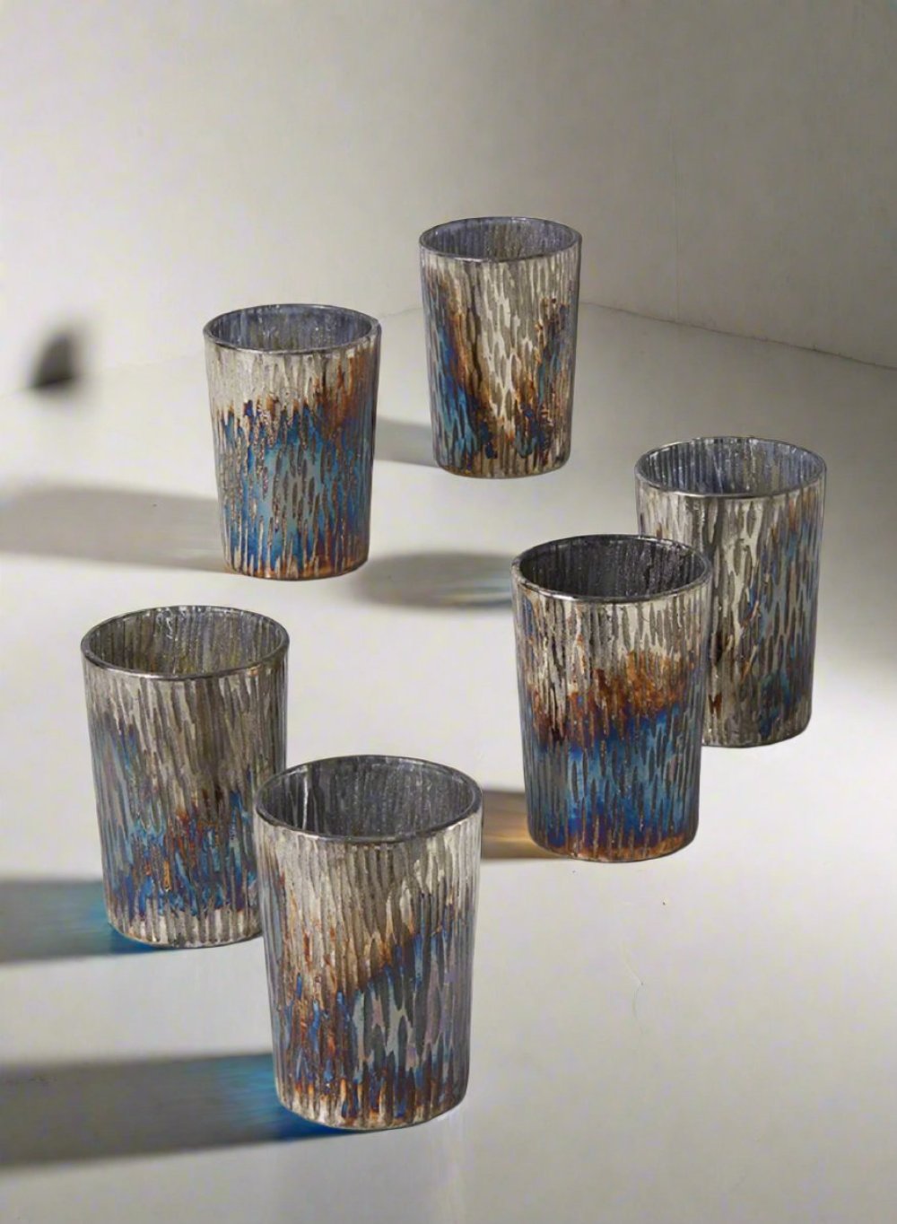 Oxidized Glass Votive Candle Holders, 3.25" Tall and 2.25" Diameter, Pack of 6/48