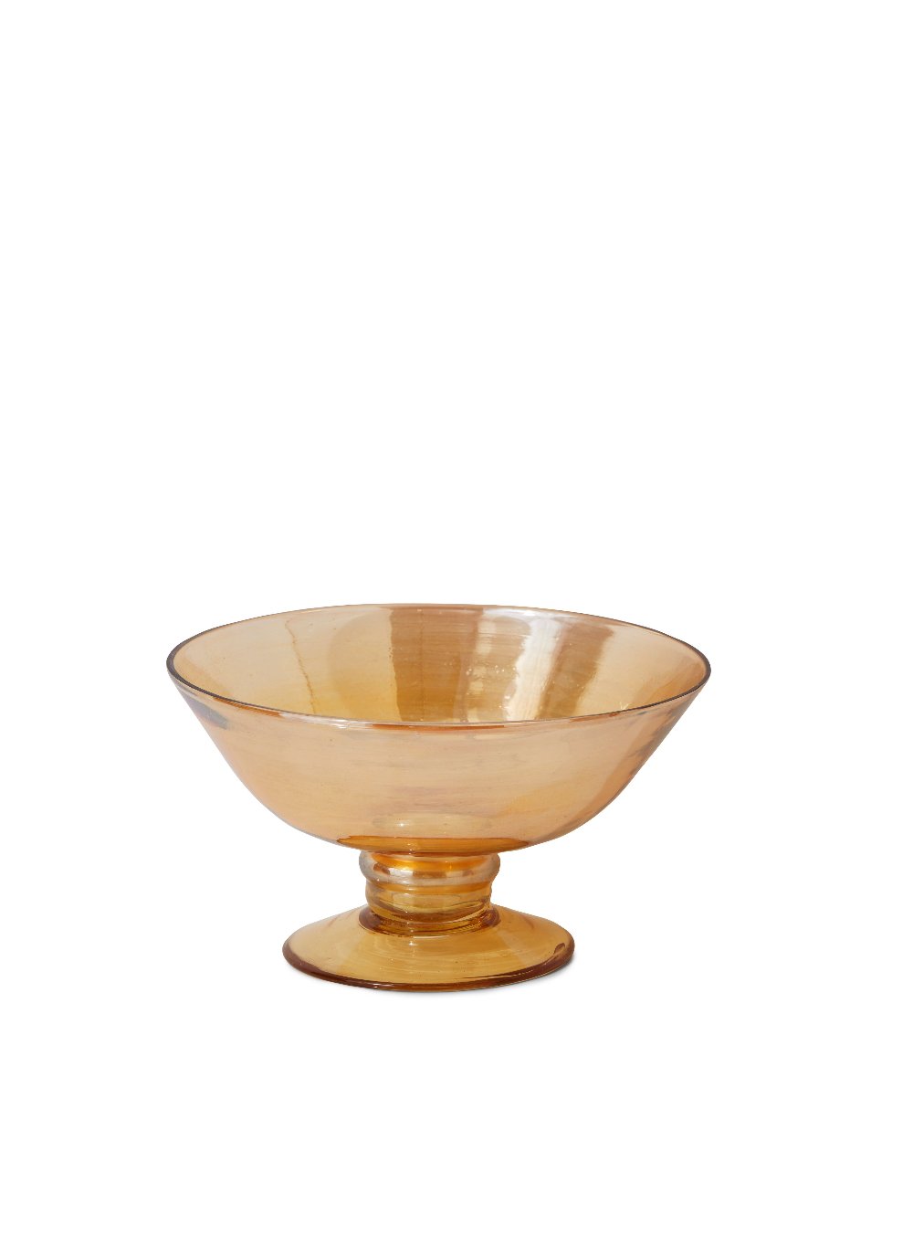 6" Amber Luster Glass Flower Compote
