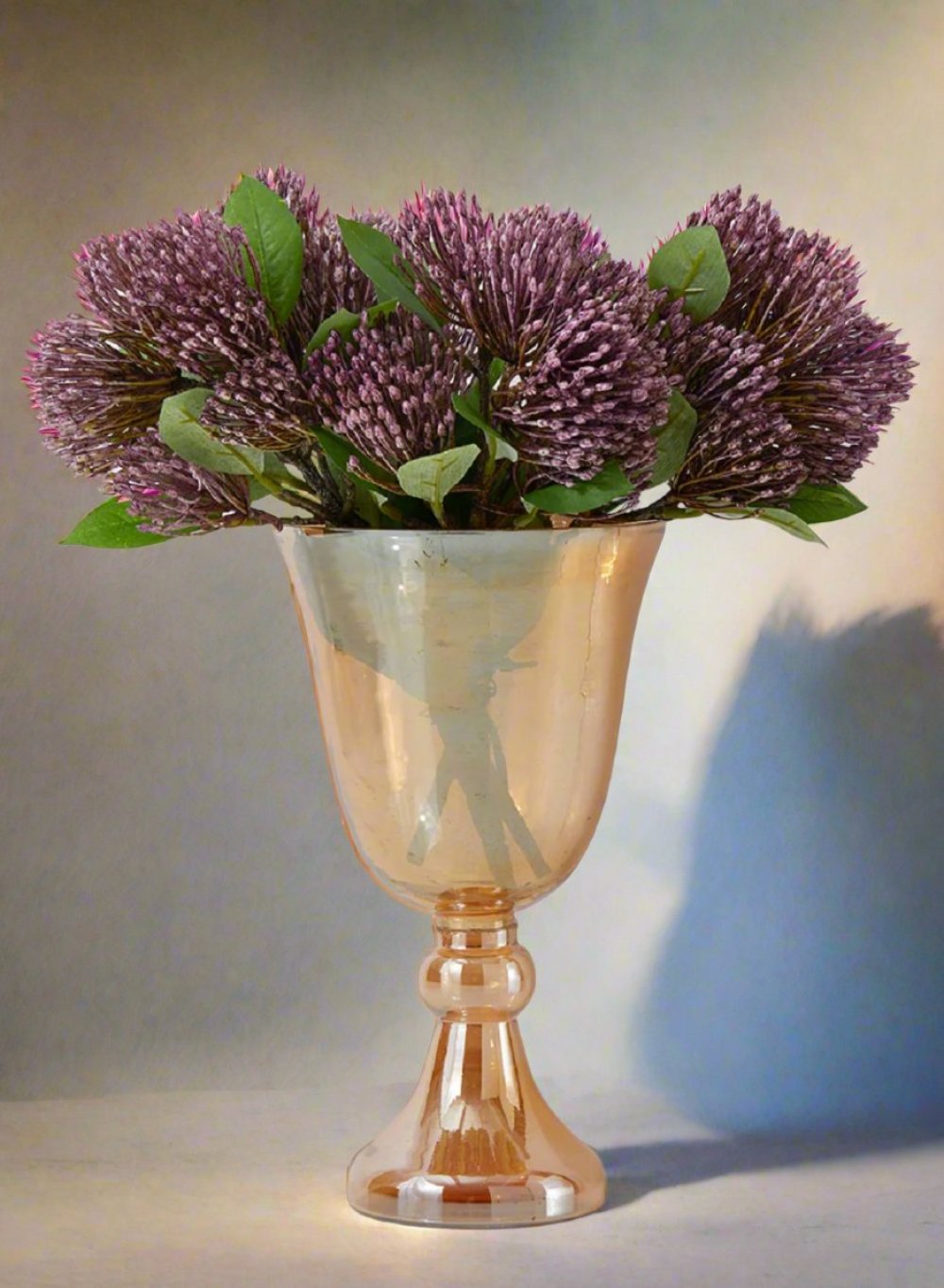 10" Amber Luster Glass Pedestal Vase Collection