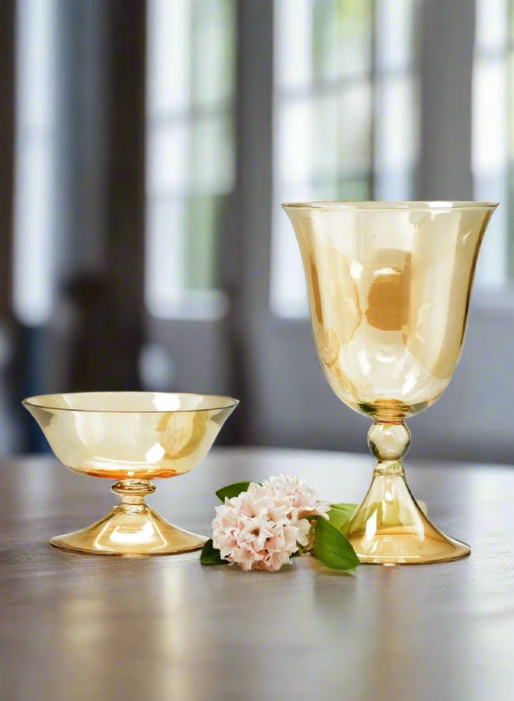 10" Amber Luster Glass Pedestal Vase Collection