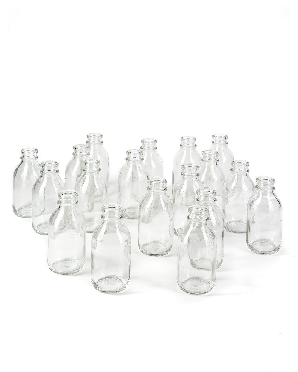 Glass Milk Bottle Bud Vases, 2" Diameter & 4.25" Tall, Pack of 48