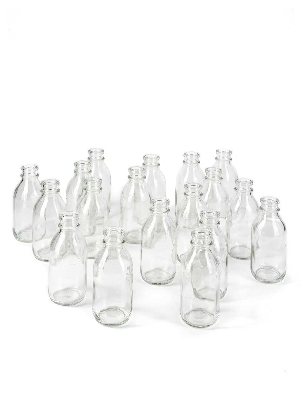 Glass Milk Bottle Bud Vases, 2" Diameter & 4.25" Tall, Pack of 6 & 48