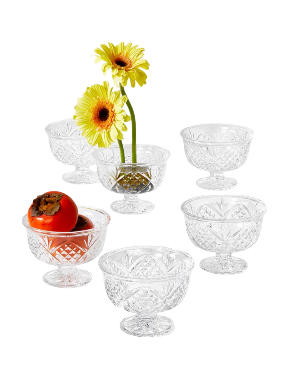 Four Leaf Clover Glass Compote, 3.5" Tall & 4" Diameter, Pack of 6