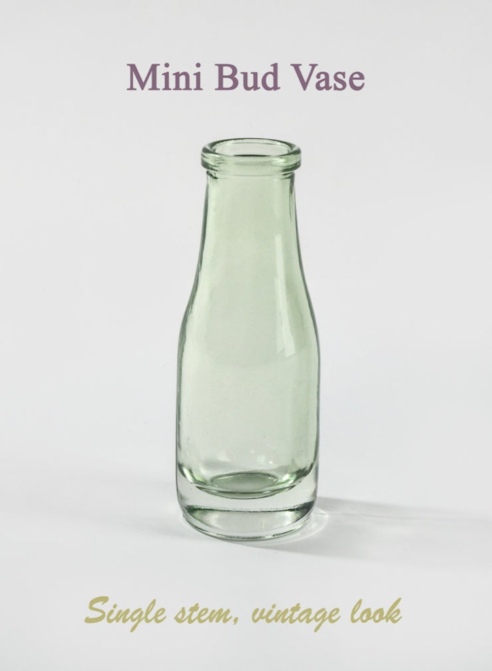 Vintage Green Glass Vase, Set of 6, in 3 Shapes