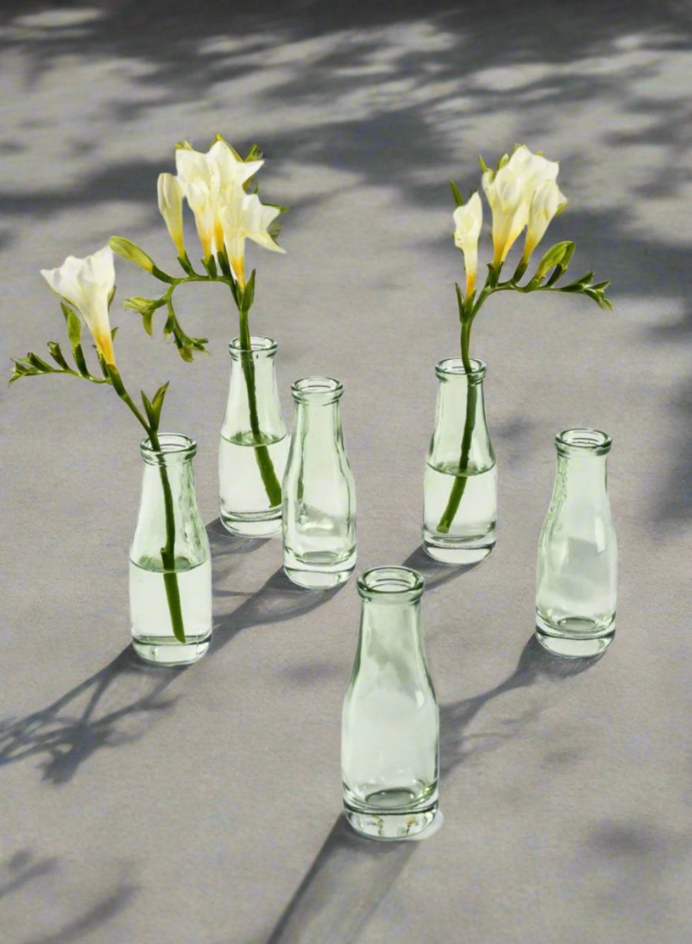 Vintage Green Glass Vase, Set of 6, in 3 Shapes