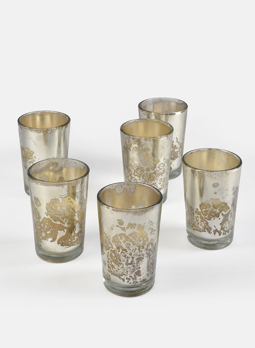 Serene Spaces Living Prefilled Silver Glass Votives, Ideal for Wedding, Bar, Restaurant, Set of 36