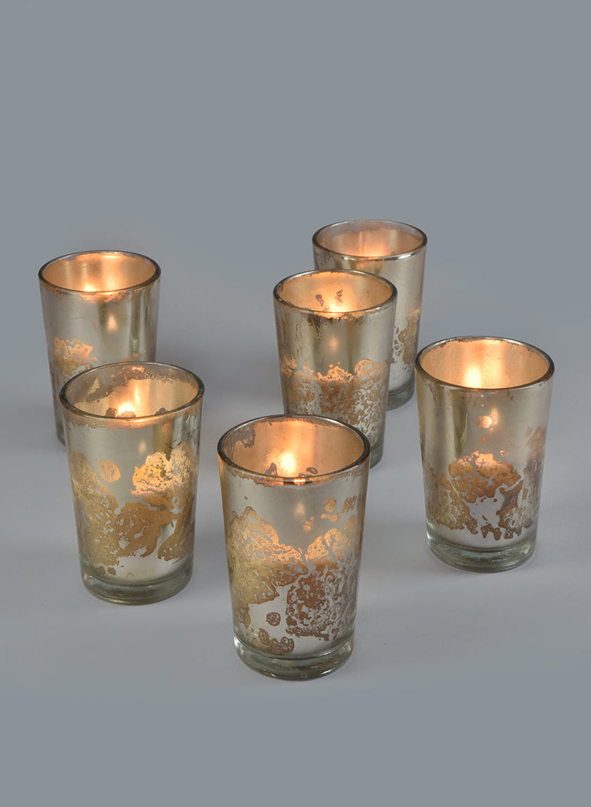 Serene Spaces Living Prefilled Silver Glass Votives, Ideal for Wedding, Bar, Restaurant, Set of 36