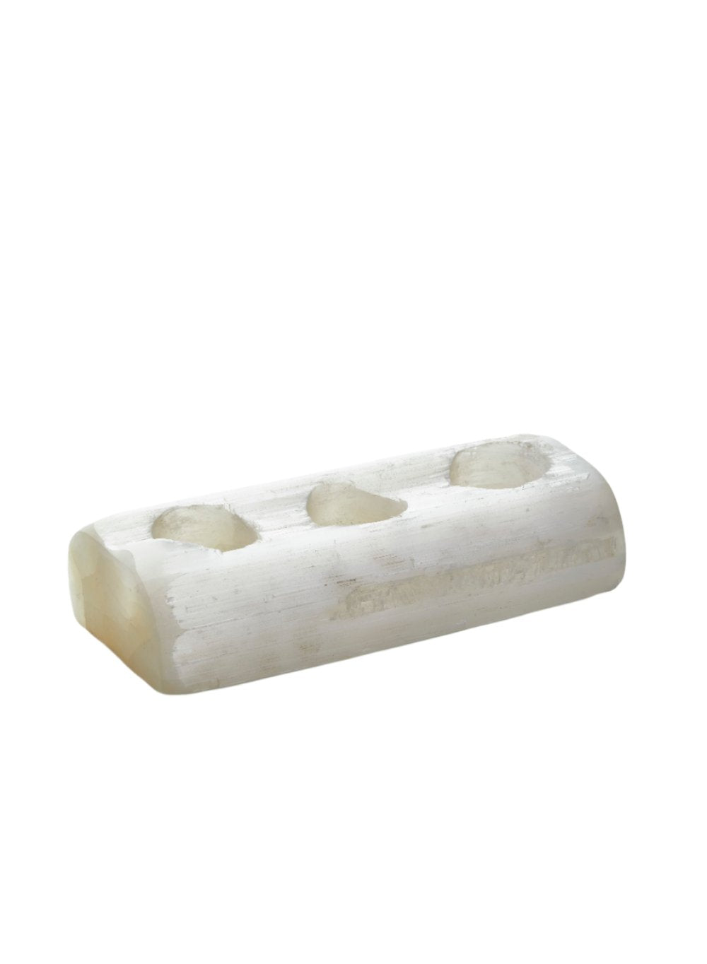 Genuine Selenite Log for 3 or 5 Tealight Candle for Healing