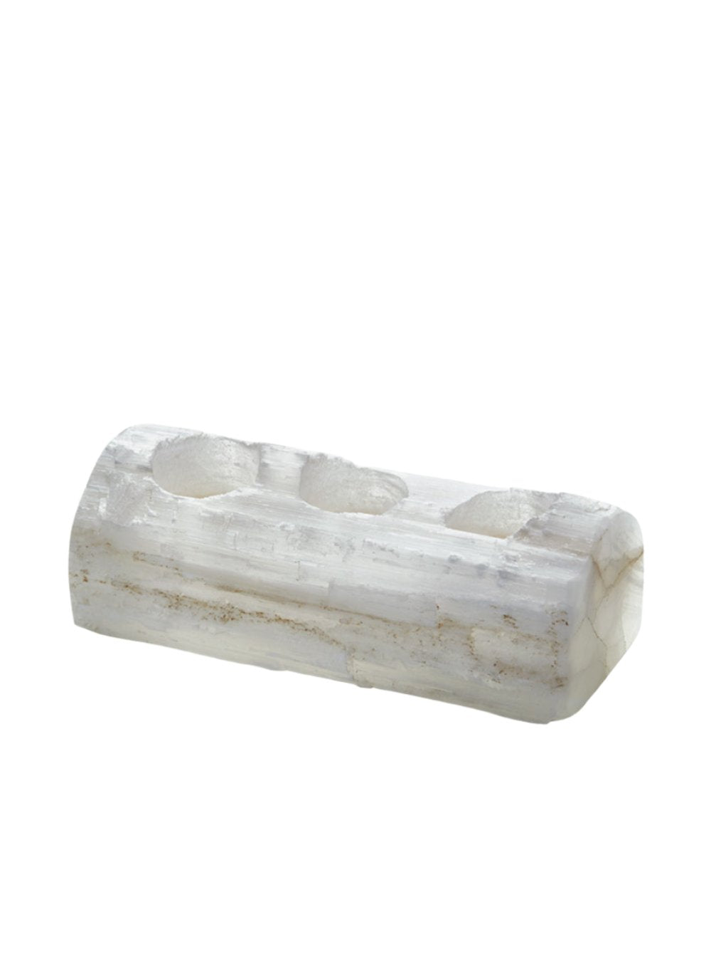 Genuine Selenite Log for 3 or 5 Tealight Candle for Healing