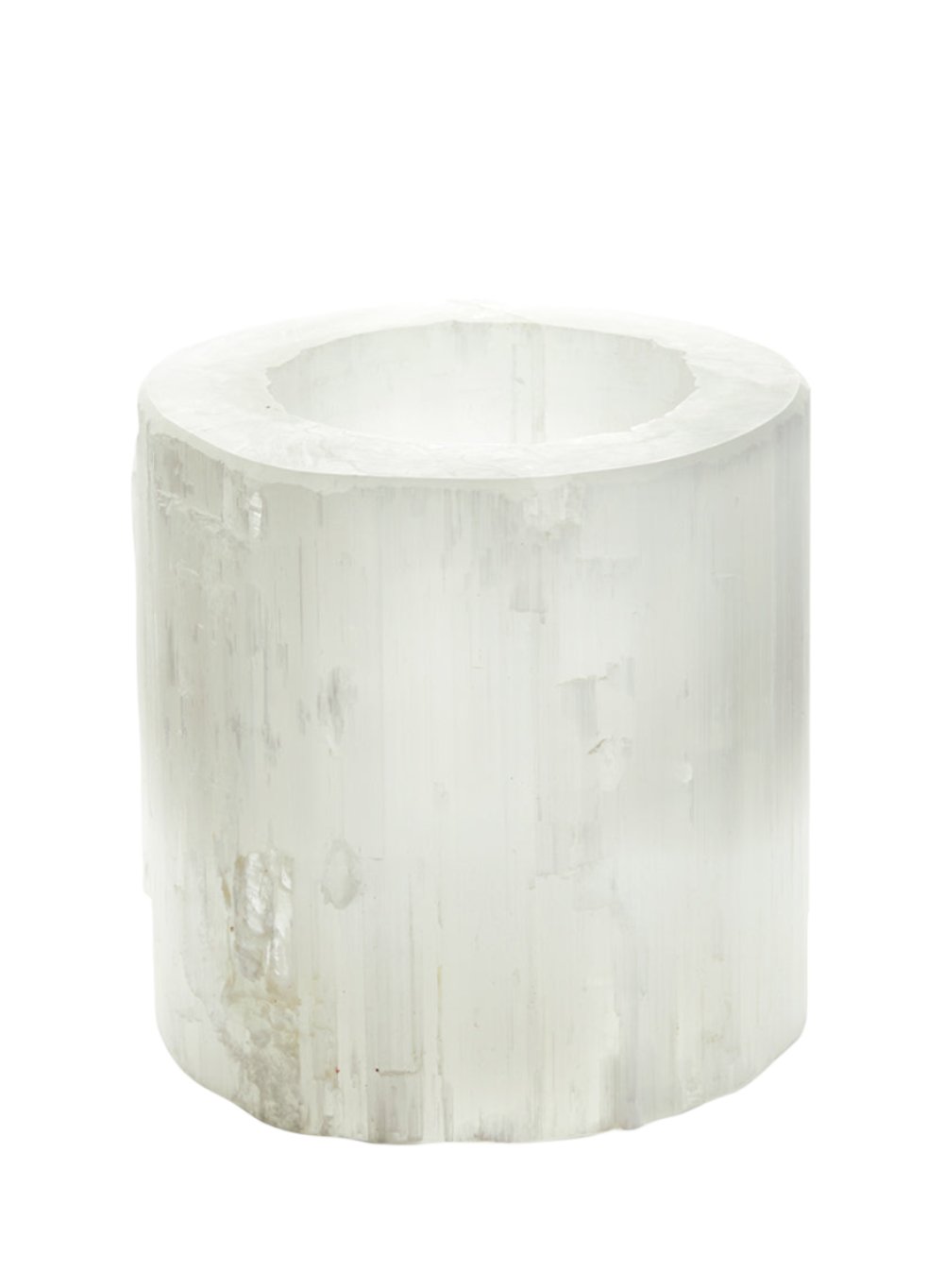 Genuine Selenite Trunk Vase, in 2 Sizes