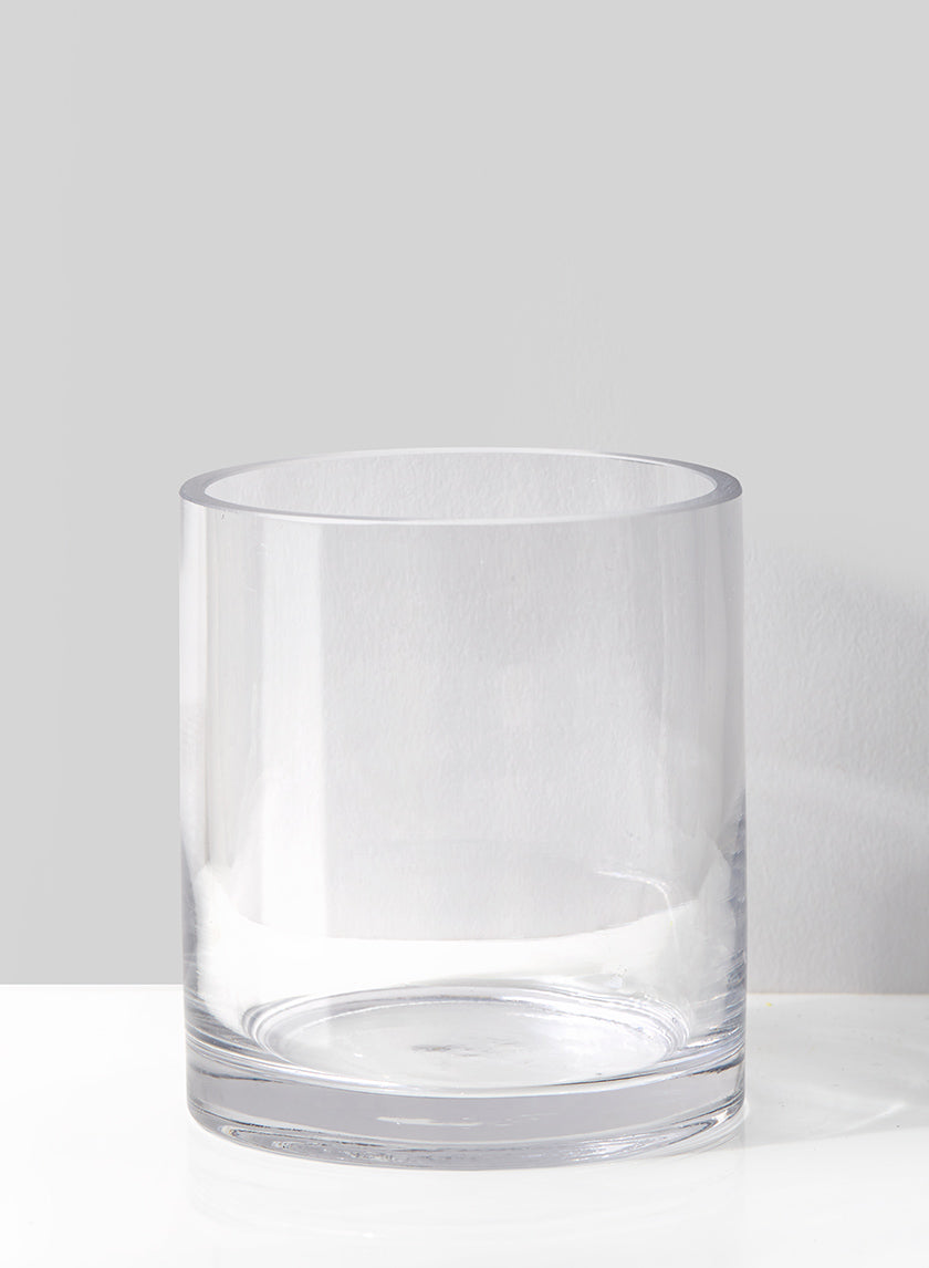 Glass Cylinder Hurricane Vase, 3.5" Diameter & 4" Tall, Pack of 12