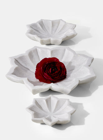 White Marble Floral Dish, in 3 Sizes