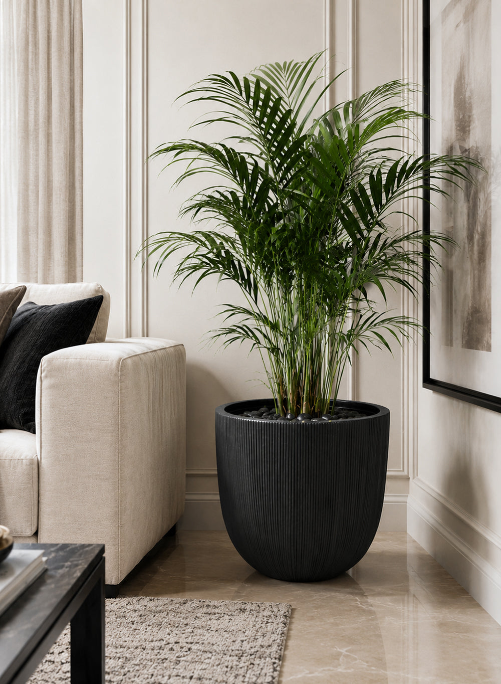 Ebon Ribbed PVC Planter Collection