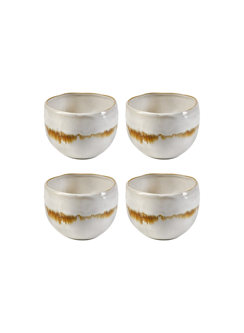 Mocha Striped White Ceramic Bowl Collection