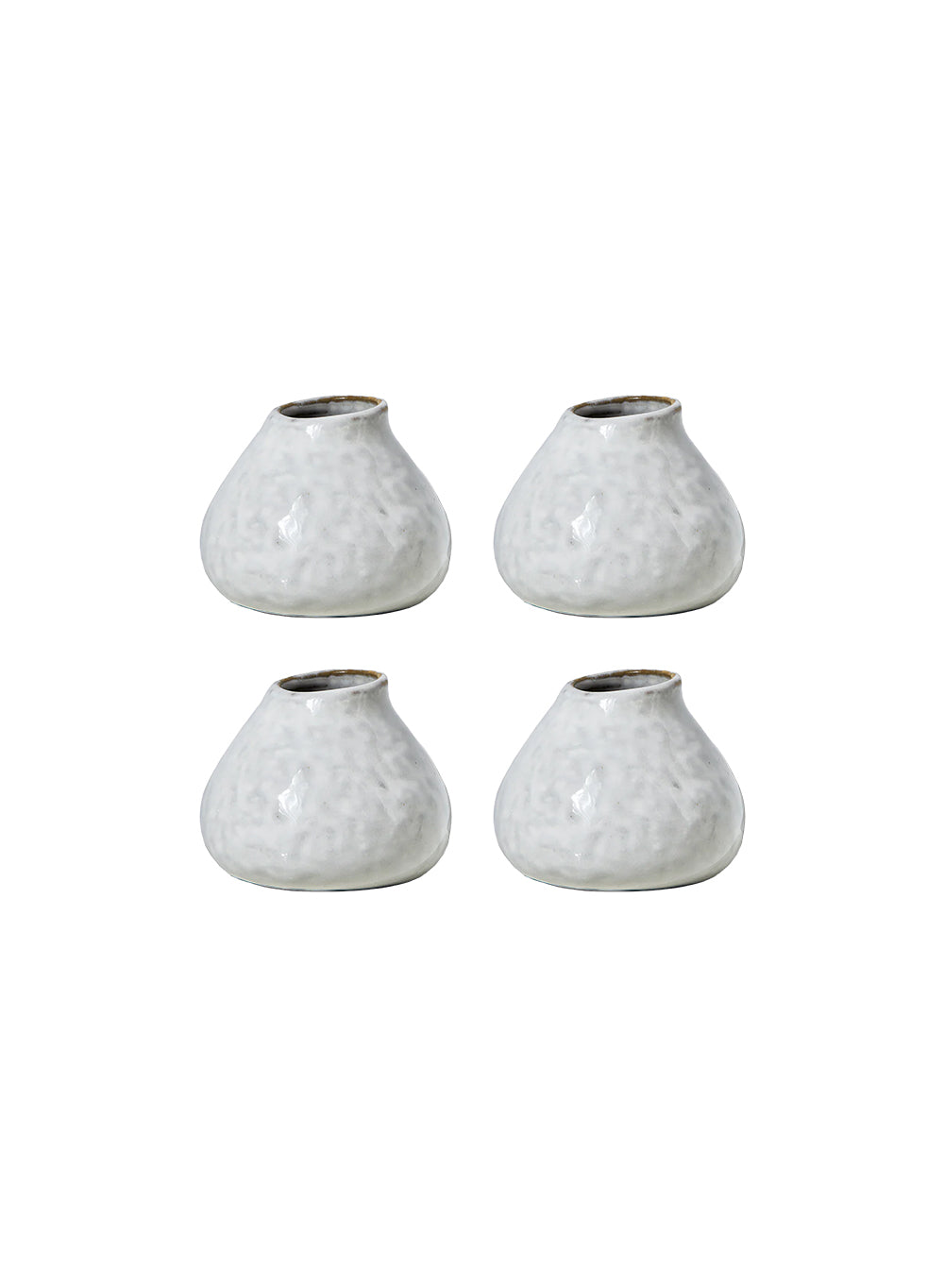 Free-From Edge Glazed Ceramic Vase, in 4 Shapes