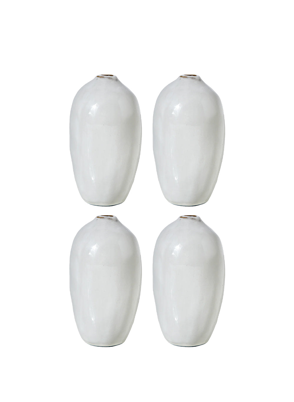 Free-Form Glazed Ceramic Pomegranate Bud Vase, 3.75" Diameter & 3.5" Tall, Set of 4