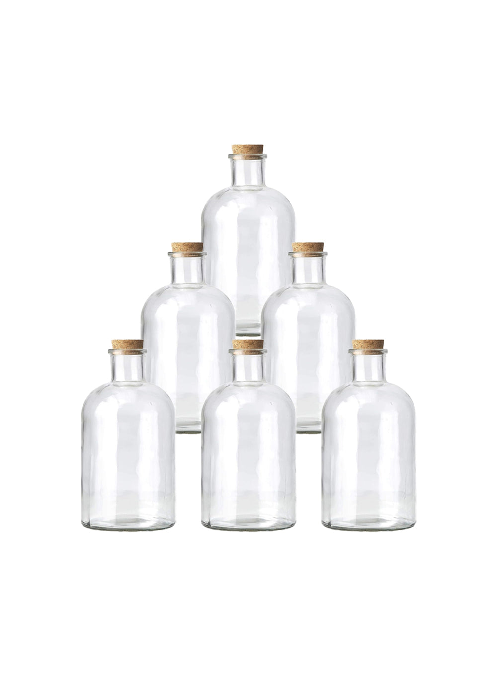 Clear Glass Bottle Vase with Cork, In 3 Sizes