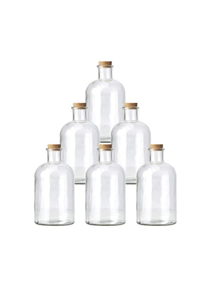 Clear Glass Bottle Vase with Cork, In 3 Sizes